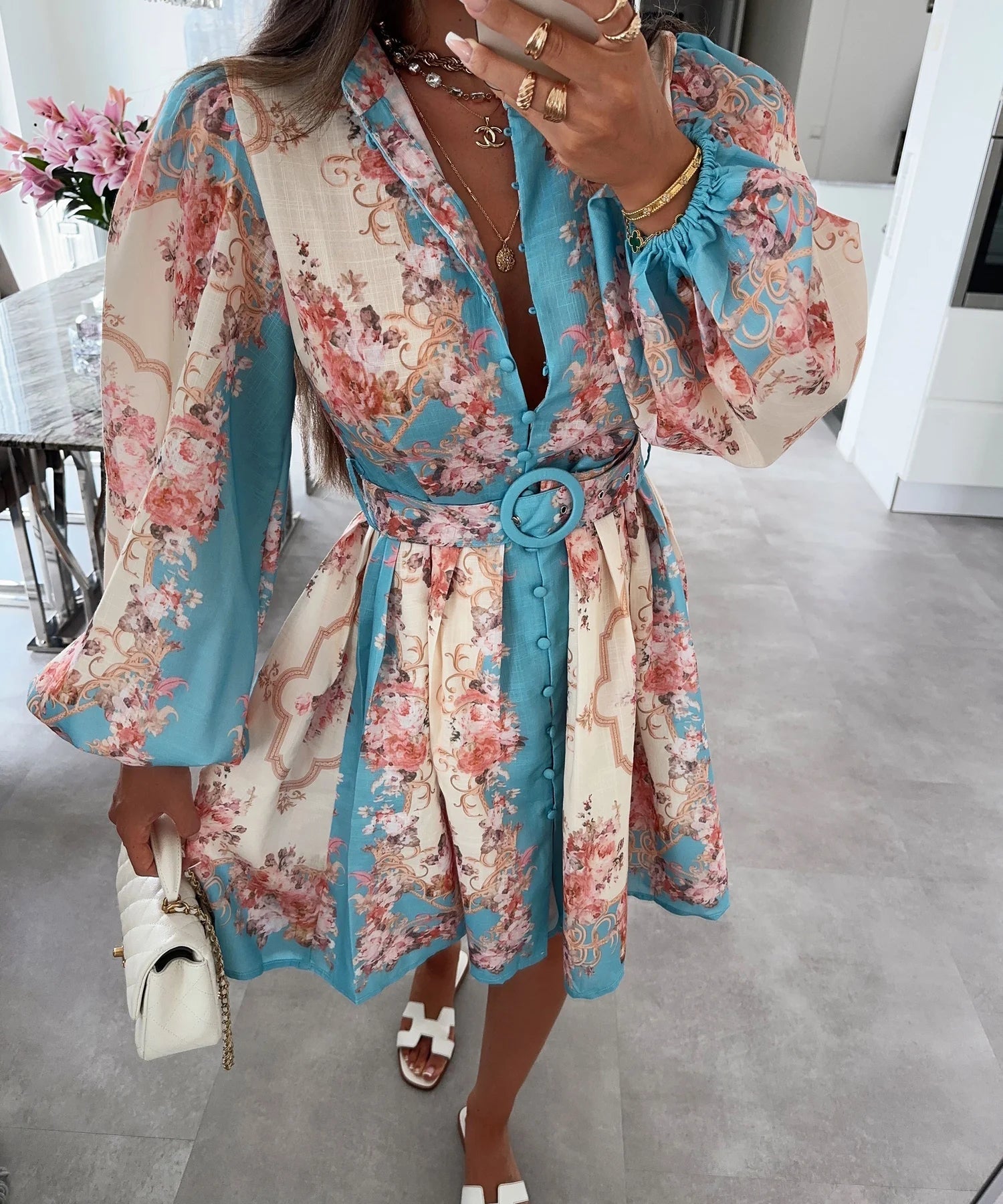 Petunia Belted Floral Midi Dress
