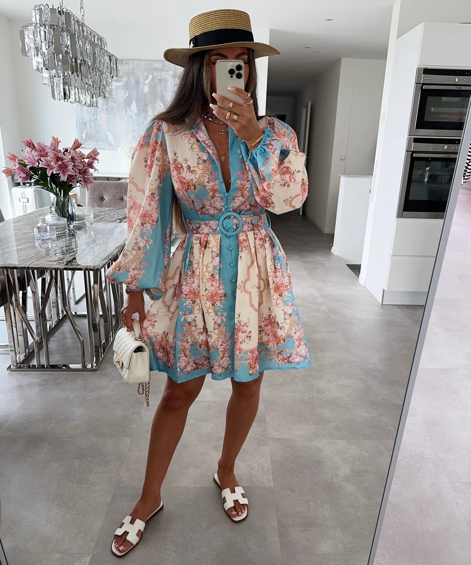 Petunia Belted Floral Midi Dress