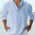 Refined Casual Collection | Men's Shirt with Grandad Collar & Relaxed Fit for All-Day Comfort