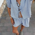 Salma Plaid Tie-front Two-Piece Set