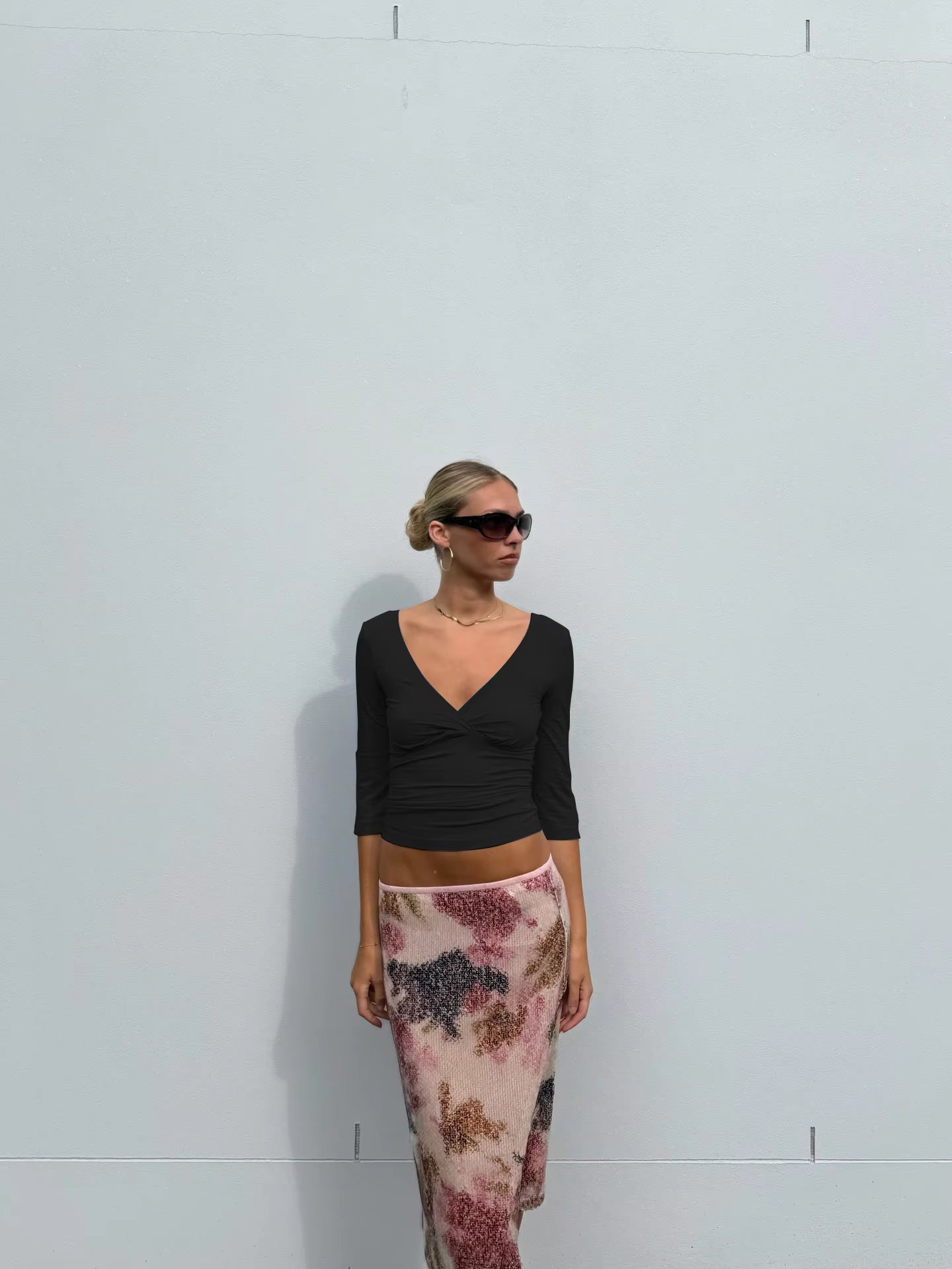 Sofia Deep V Midi Sleeve Tee