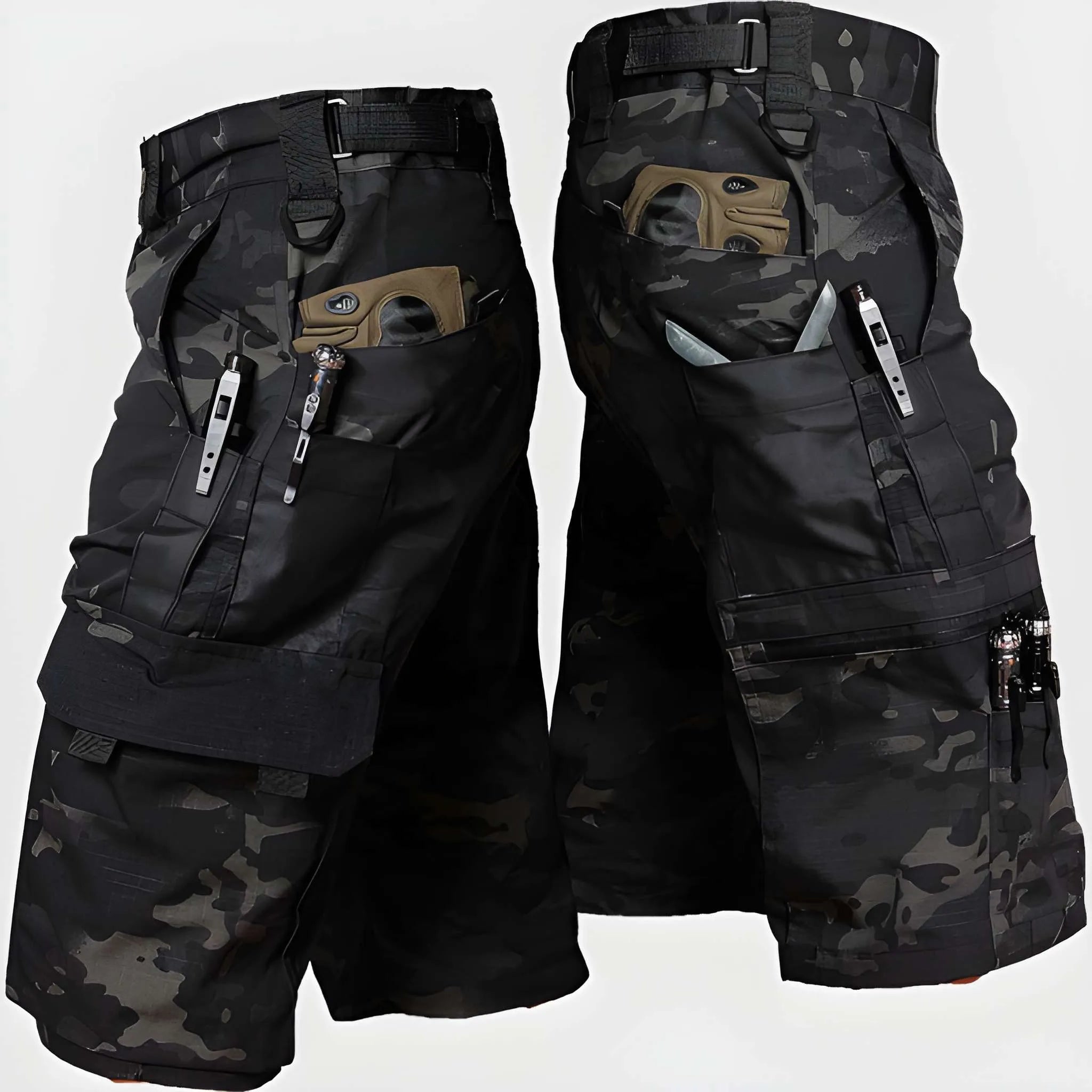 Utility Gear | Men's Camo Cargo Shorts with Multi-Pocket Design | High Waisted Fit for Outdoor Adventures