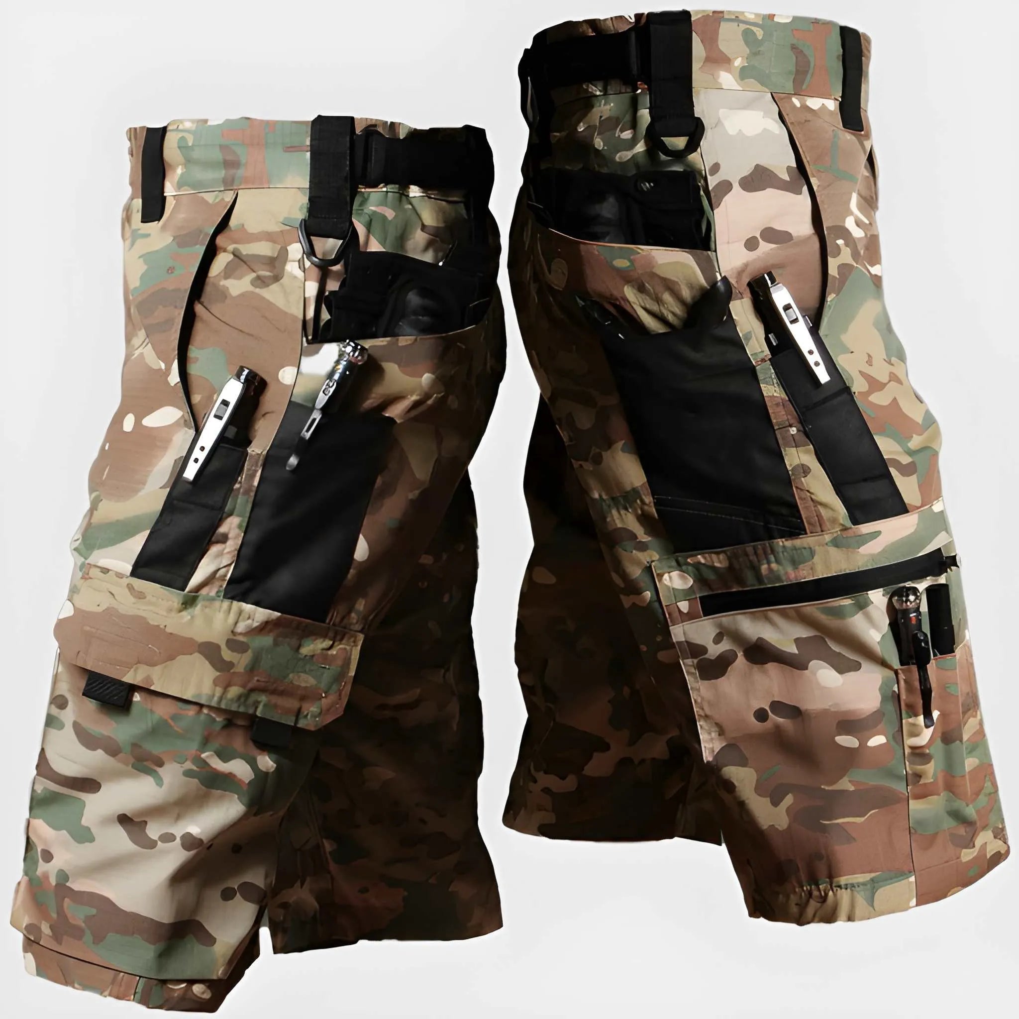 Utility Gear | Men's Camo Cargo Shorts with Multi-Pocket Design | High Waisted Fit for Outdoor Adventures