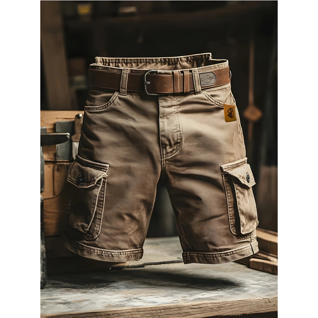 Utility Wear | Men's Cargo Shorts with Zippered Pockets & Comfortable Fit | Durable Knee-Length Design for Outdoor Adventures