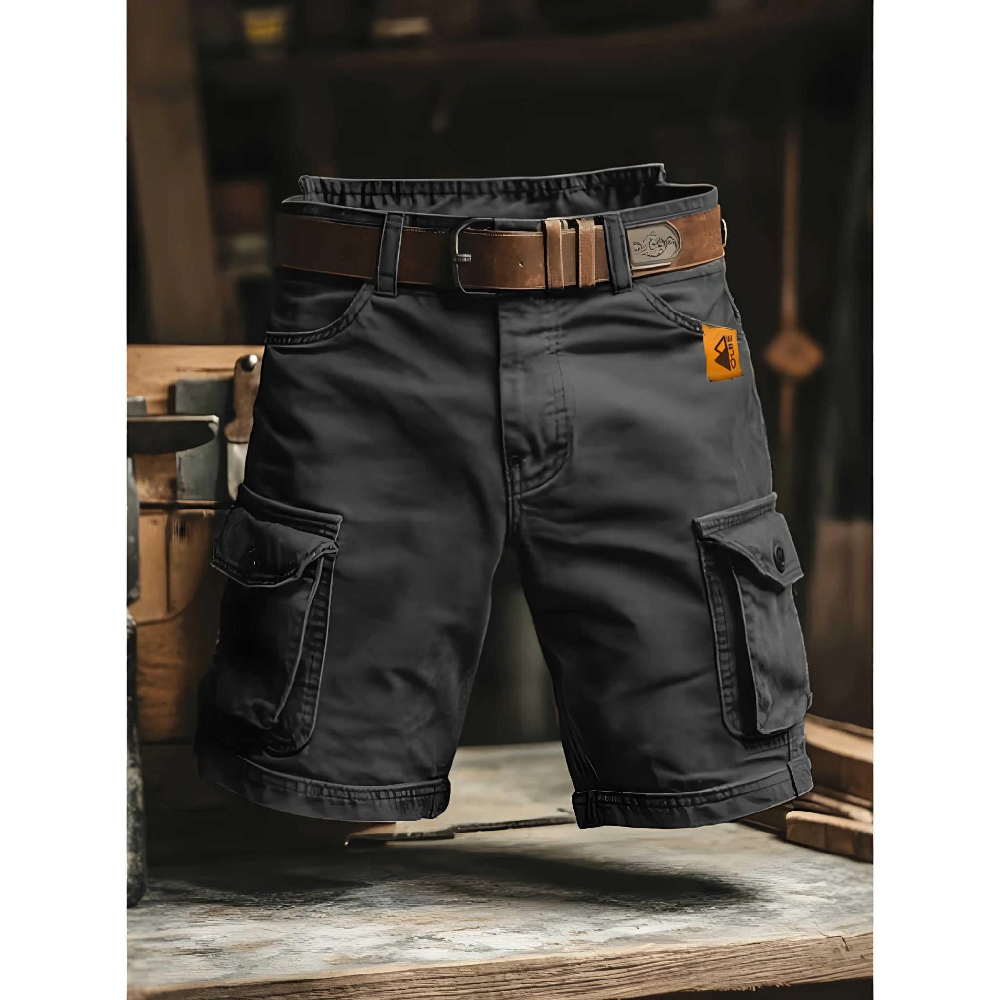 Utility Wear | Men's Cargo Shorts with Zippered Pockets & Comfortable Fit | Durable Knee-Length Design for Outdoor Adventures