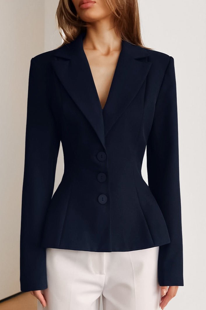 Vivienne Fitted V-Neck Padded Shoulder Blazer