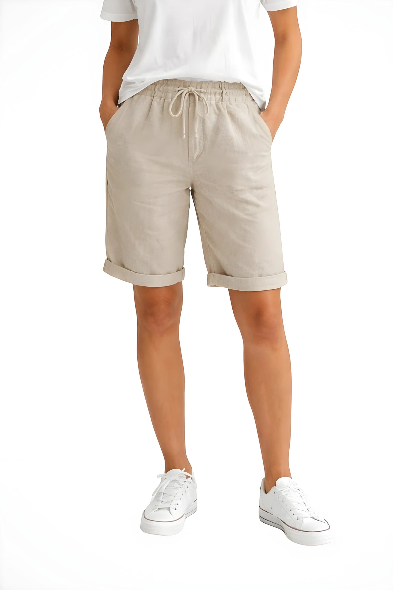 Women's Long Bermuda Shorts with Drawstring