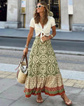 Zara Boho Printed Midi Swing Skirt